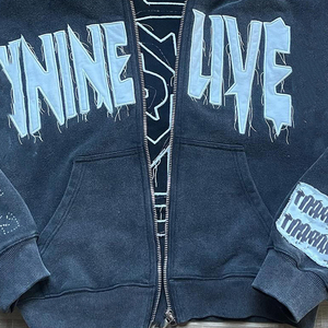 Sudadera con capucha corta con cremallera y lavado ácido personalizado de alta calidad, gran oferta, sudaderas con capucha con parche bordado desgastado para hombres - Product Image 4