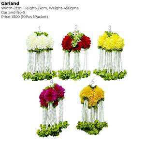 Guirnalda de flores artificiales con perlas AFF-Garland-5.3 Precio Rs.1300/10 piezas {Diferentes colores disponibles} - Product Image 2