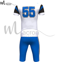 Proveedor Principal de Ropa Deportiva Blanca y Azul, Uniforme de Fútbol Americano para Adultos con Logotipo y Diseño Personalizados Impresos por Sublimación, Buena Venta
