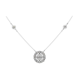 Elegante collar con colgante de diamante cultivado en laboratorio Halo IGI de platino 950, diseño de moda para bodas, MOQ bajo, OEM, ODM, regalo de fábrica India - Product Image 1