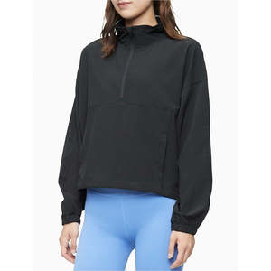 Calvin Klein Felpa Mezza Zip da Donna Taglie Forti Performance Wear Nera Taglia 2XL - Product Image 1