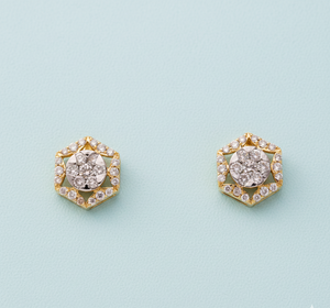 Boucles d'oreilles en diamant hexagonal en or pour femmes Bijoux d'anniversaire - Product Image 6