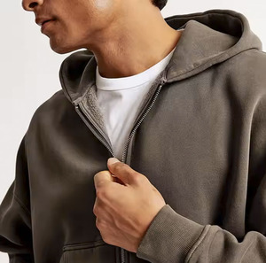 Sudadera con Capucha Corta y Cuadrada para Hombre, Logotipo Personalizado, Alta Calidad, 400 Gsm, Felpa Francesa de Poliéster/Algodón, Transpirable y Ecológica - Product Image 3