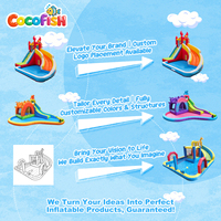 Cocofish Toboggan Aquatique Gonflable Personnalisé avec Château Gonflable et Toboggan Aquatique pour Enfants, Combo Parc Aquatique Gonflable pour Jardin