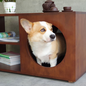 Modern Wooden <b>Sofa</b> <b>Table</b> with Pet House 100x50x45cm Rubber Wood TT68253 - Product Image 6