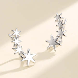 Sterling Silver Shooting Star <b>Climber</b> <b>Earrings</b> Elegant Party Accessory - Product Image 2