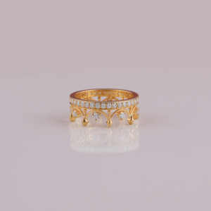 Personalizable 14KT oro rosa y 14KT chapado en oro Lab Grown Diamond Crown Shape Wedding Band Estilo de moda Joyería de compromiso - Product Image 1