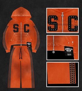 Nouveau survêtement à capuche zippé en strass évasé 2025, survêtement en strass délavé, ensembles de sweat-shirts et de pantalons de survêtement pour hommes - Product Image 4