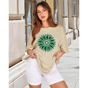 Nuevo diseño, camisetas de manga corta, camisetas de algodón 100% de alta calidad para mujer, camisetas de moda informales con estampado Digital para mujer - Product Image 1