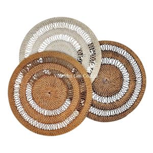 Mantel Individual Redondo de Ratán Hecho a Mano Ecológico para Decoración de Mesa de Comedor con Material Natural y Sostenible - Product Image 2
