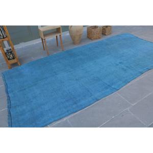 Alfombra Vintage de 5.4x11 pies, Alfombra Turca Grande, Alfombra Azul del Suroeste - Product Image 2