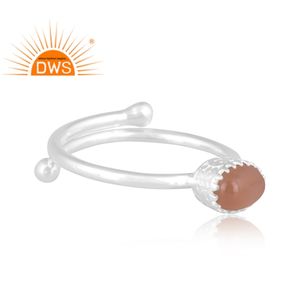 Anillo apilable de piedras preciosas de luna de melocotón Natural de plata de ley fina superventas, fabricante de joyería personalizada - Product Image 3