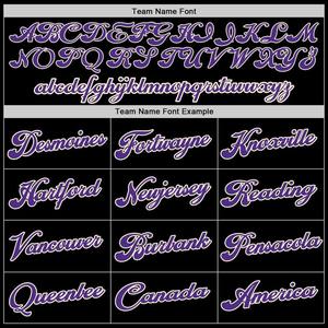 Camiseta de béisbol auténtica negra púrpura-blanca personalizada - Product Image 4