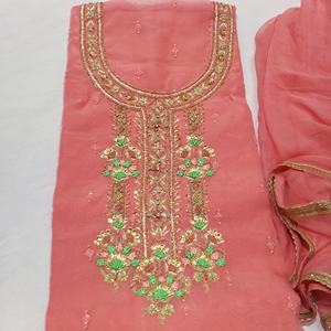 Designer moderne non cousu brodé à la main en soie indienne Fashion-Forward Salwar Kameez pour femmes Protection solaire pour traditionnel - Product Image 3