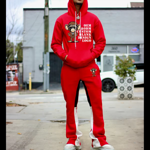 Conjunto Deportivo de Dos Piezas, Chándal, 100% Algodón, con Logotipo Bordado, Ropa Deportiva Urbana para Hombre - Product Image 2