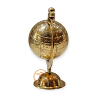 Globe du Monde Vintage en Laiton Massif Miniature Décor de Bureau Nautique Collection Gravé Détaillé Continents Océans Géographie Concentré