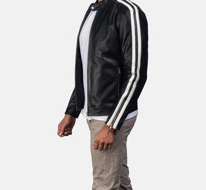 Veste en cuir véritable de haute qualité pour homme, hiver, lavée, style moto, poches zippées, respirante, imperméable, devant droit, OEM - Product Image 4