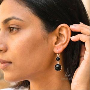 <b>Black</b> Onyx <b>Dangle</b> <b>Earrings</b> Sterling Silver Handmade Jewelry Gift - Product Image 4