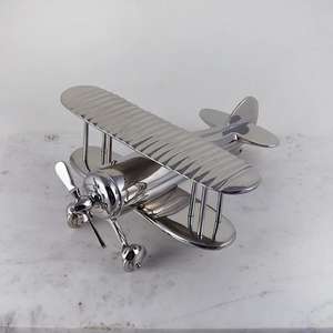 Decoración de Mesa para Sala de Estar, Modelo de Avión Biplano de Aluminio Fundido, Pulido Brillante, Artículos de Regalo Empresariales - Product Image 5