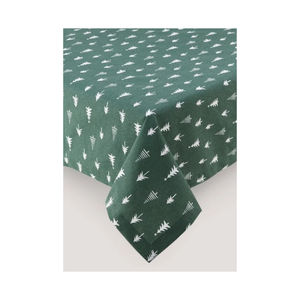 Ramar Green Elegant Geometric Printed GOTS Certified <b>Tablecloth</b> Linen Cotton Washable <b>Party</b> Use Green White Patterned Decor - Product Image 3