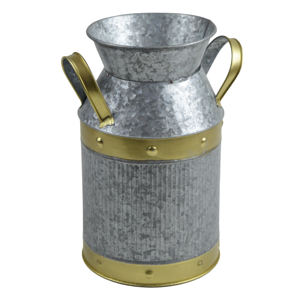 Vase à fleurs en métal fait à la main en fer avec finition galvanisée Design Fresh Home Decorative Item Galvanized Design - Product Image 1