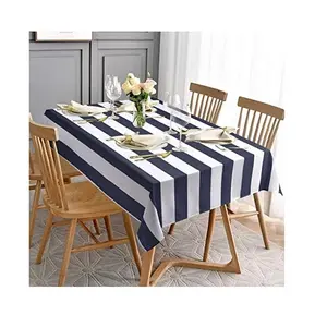 Natural Double-layer stripe simple Rectangle table cloths OEM ODM High Quality Dining Party Holiday tablecloth delicate covers