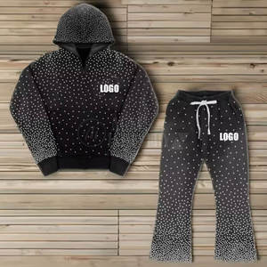 ชุดวอร์มมีฮู้ดสำหรับผู้ชาย ระบายอากาศได้ดี ประดับคริสตัล แขนยาว ออกแบบเองได้ คุณภาพสูง เหมาะสำหรับฤดูหนาว - Product Image 2