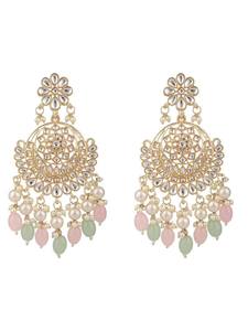 Collar y Pendientes de Circonita India de Alta Calidad Sin Cortar, Estilo Polki, 20 Quilates, Multicolor, Forma de Pera, Cuentas de 3 mm, Combo para Boda Sabyasachi - Product Image 3