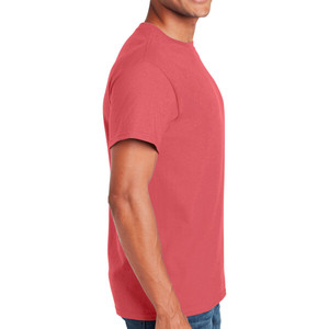 Camiseta de manga corta con cuello redondo 100% algodón Puff estampado Front Street Style Loose Fit Color Coral Silk Unisex - Product Image 4