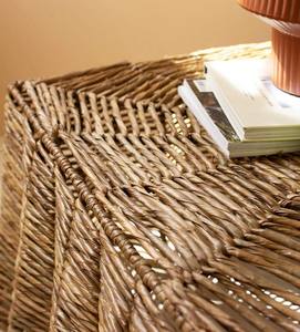 Table basse tissée moderne méticuleuse carrée en jonc de mer Table d'appoint pour salon motif rond intérieur de la maison - Product Image 6