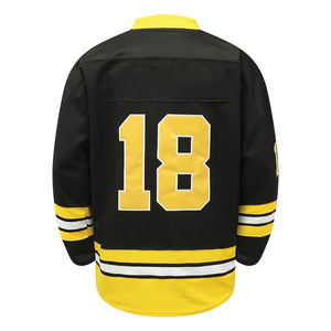 เสื้อเจอร์ซีย์ผ้าที่ดีที่สุดของฮ็อกกี้น้ำแข็งทนทานน้ำหนักเบาสีเหลืองและสีดำ - Product Image 3