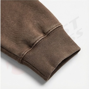 Acid Washed Men's Hooded <b>Tracksuit</b> Set Custom Logo Hoodie 100% Polyester Breathable Fleece Fabric Winter Running Outdoor Side - Product Image 6