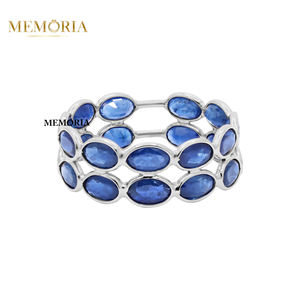 แหวนแหวนสวมนานและเป็นประกายสำหรับผู้หญิงแหวนทองคำสีเหลือง18K รูปวงรีทำด้วยมือสองแถวสำหรับผู้หญิงของขวัญเครื่องประดับน่ารัก - Product Image 3