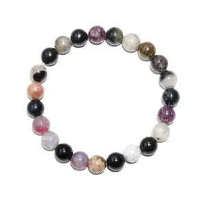 100% Natural Multi Tourmaline Stone 8mm Beaded <b>Bracelet</b> 7 Inches Ball Shape Pattern - Product Image 5