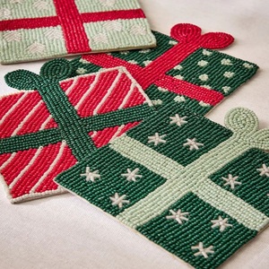 Handmade Seed Beads Embroidery <b>Coaster</b> Colorful Design Stylish <b>Beaded</b> Embroidery <b>Coaster</b> With Seed Beads Pattern - Product Image 1