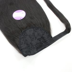 Queue de cheval droite vente chaude produits 100 pour cent humain Remy cheveux vierges queue de cheval cordon Clip dans les extensions de cheveux - Product Image 5