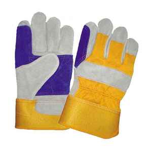 Guantes de trabajo de cuero de seguridad de protección de manos de cuero dividido de vaca resistente para trabajo laboral - Product Image 6