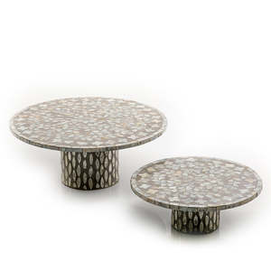 New Arrival Set of 2 Customized Mother of Pearl <b>Cake</b> <b>Stand</b> Latest Serving Trays for Parties Wholesale - Product Image 2