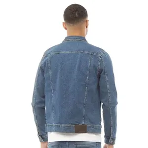 Oem High Quality Custom 100% Cotton Denim Double Zip Up Vintage Stone Washed Bomber <b>Trucker</b> Indigo <b>Jacket</b> For <b>Men</b> - Product Image 5