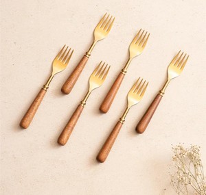 Tenedor de metal de la mejor oferta con mango de madera, logotipo personalizado para cenas, bodas de Navidad, precio al por mayor - Product Image 3