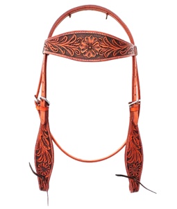 Haute Qualité Western Équestre En Cuir Tack Sculpté À La Main Conception Florale Headstall pour L'équitation En Gros - Product Image 2