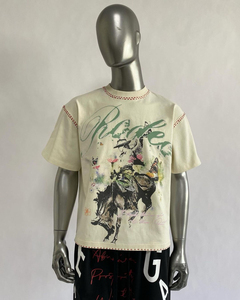 Custom Puff Impreso Logo Acid Wash Venta al por mayor Vintage 100% Algodón Hip Hop Blanco Oversized Loose fit Camiseta para hombres - Product Image 1