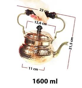 Ensemble de cafetière et théière en cuivre turc, aspect antique italien, design vintage, écologique - Product Image 3