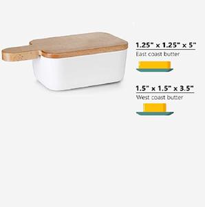 Beurrier en acier inoxydable de couleur grise avec couvercle de couleur marron en bois Ustensiles de cuisine ménagers de qualité exclusive en métal - Product Image 5