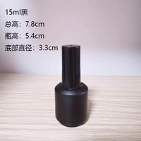 Vente en gros de flacons de vernis à ongles en verre noir mat de 15 ml, vides, style CND, pour vernis gel UV