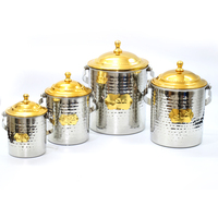 Ensemble de boîtes de conservation alimentaire en acier inoxydable martelé, écologiques, hermétiques, compatibles lave-vaisselle, avec couvercles amovibles, design moderne et luxueux, emballage carton