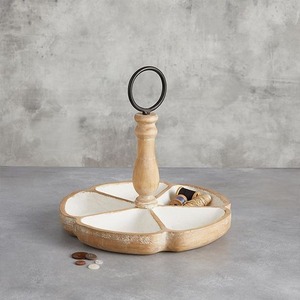 Party Rotating Food Relish Tray Compartments <b>wood</b> <b>Lazy</b> <b>Susan</b> Appetizer Platter Divided Serving Tray for Snack Fruit - Product Image 4