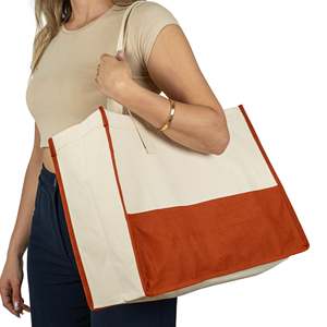 Grand sac fourre-tout en toile imperméable à grande capacité, décoré de fleurs, pour femmes - Sac de plage et de spa réutilisable pour le printemps et l'automne - Product Image 4