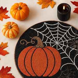 <b>Beaded</b> <b>Placemat</b> Handmade Round Charger for Luxury Dining & Holiday Decor Unique Piece Handmade <b>Beaded</b>, <b>Placemat</b>, Housewarming - Product Image 3