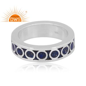 Bague ajustable en argent sterling fin avec pierres précieuses lapis lazuli naturelles, fabrication de bijoux - Product Image 2